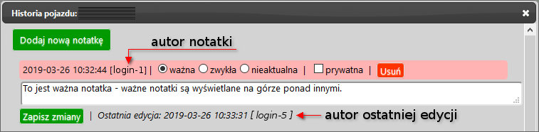 Zrzut ekranu ważnych informacji